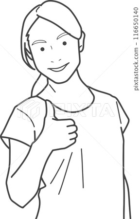 Woman giving a good sign (line drawing) Woman giving a good sign (line drawing) 116650140