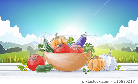 Summer vegetable illustration, Generative AI, AI image 116650217