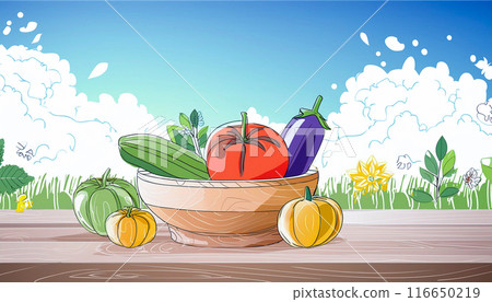 Summer vegetable illustration, Generative AI, AI image 116650219