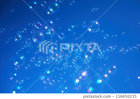 Floating Bubbles Against Blue Sky Floating Bubbles Against Blue Sky 116650235