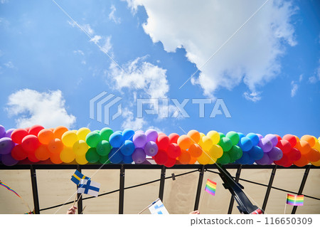 Festival Celebration with Flags and Balloons 116650309