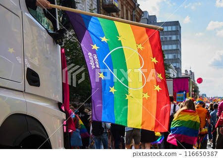 Pride Parade with Rainbow Flag 116650387