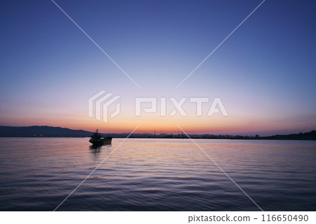 Early spring in Hokkaido: Departing Hakodate Bay before dawn on the Tsugaru Kaikyo Ferry 116650490