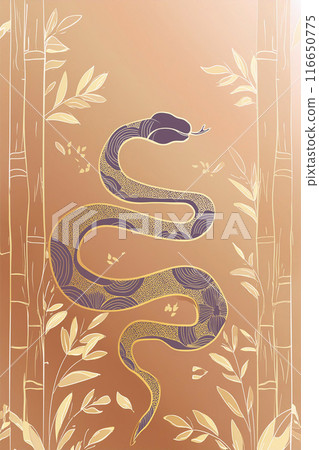 Snake, Golden snake, Year of the snake template, Generative AI, AI images 116650775