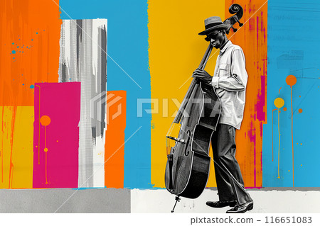 Jazz Bassist in Urban Art 116651083