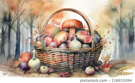 Autumn vegetable illustrations, autumn flavors, Generative AI, AI images 116651094