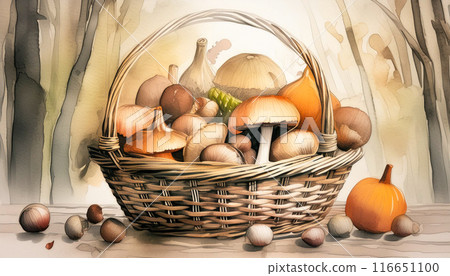 Autumn vegetable illustrations, autumn flavors, Generative AI, AI images 116651100