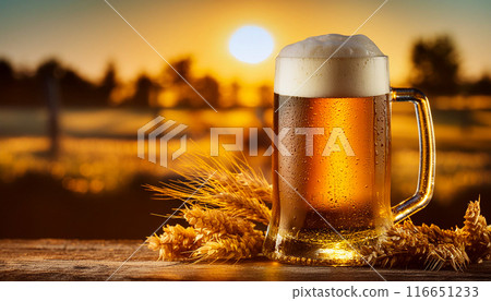 Close-up of draft beer, Generative AI, AI image 116651233