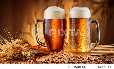 Close-up of draft beer, Generative AI, AI image 116651234