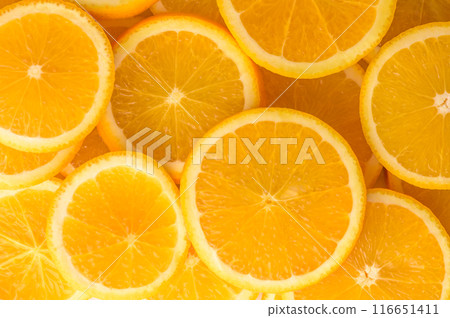 Orange fruit pattern. Healthy food background, directly above. Orange fruit pattern. Healthy food background, directly above. 116651411