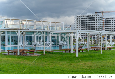 residential complex with white houses on the seashore in Cyprus 2 residential complex with white houses on the seashore in Cyprus 2 116651496