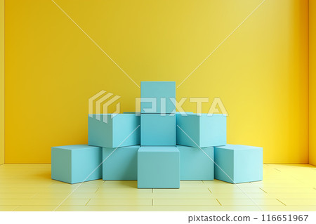 放置在黃色房間中的區塊人工智慧產生的圖像 放置在黃色房間中的區塊人工智慧產生的圖像 116651967