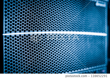 detail of rack datacenter holding cluster of hard-drives 116652291