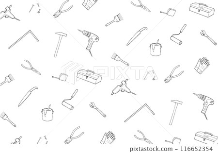 DIY工具線描背景 DIY工具線描背景 116652354