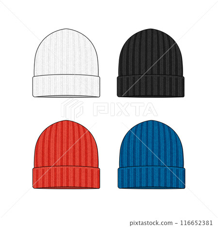 Knit hat (knit cap) vector template illustration set Knit hat (knit cap) vector template illustration set 116652381