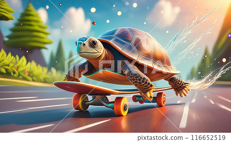烏龜騎滑板（AI 生成圖像） 116652519
