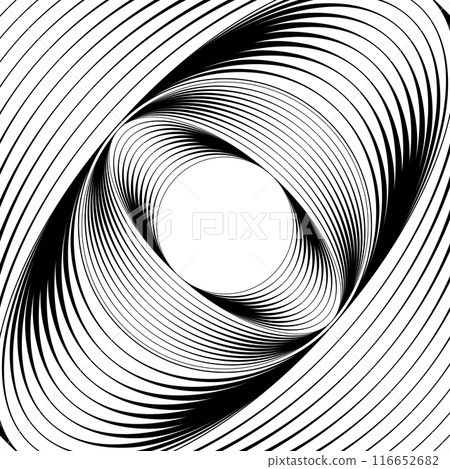 Ovals optical illusion. Magic holes background. Black and white elliptic shapes. Striped pattern with dynamic effect. Vector graphic illustration Ovals optical illusion. Magic holes background. Black and white elliptic shapes. Striped pattern with dynamic effect. Vector graphic illustration 116652682