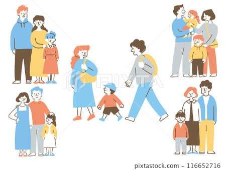 一組有父親、母親和孩子的風景_color 116652716