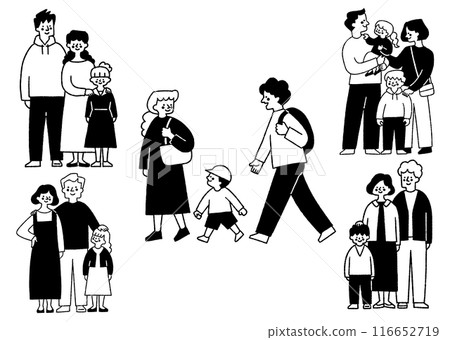 Set of landscapes with father, mother and children_2 Set of landscapes with father, mother and children_2 116652719