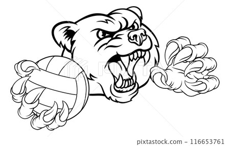 Bear Volleyball Volley Ball Claw Grizzly Mascot 116653761