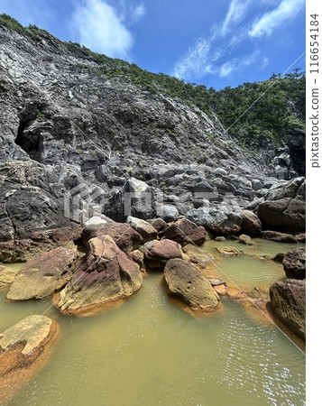 Shikinejima in Tokyo is a wild hot spring paradise. Jinata Onsen is a free mixed bathing open-air bath. You can wear a bathing suit, and it is a rare underwater hot spring in Japan that sinks in the s 116654184