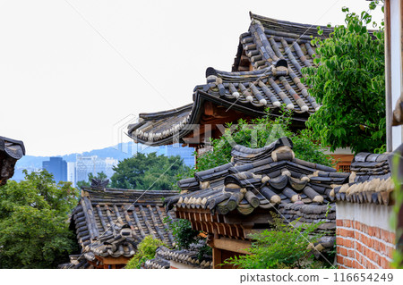 韓國北村韓屋村世界著名復古建築風景 韓國北村韓屋村世界著名復古建築風景 116654249