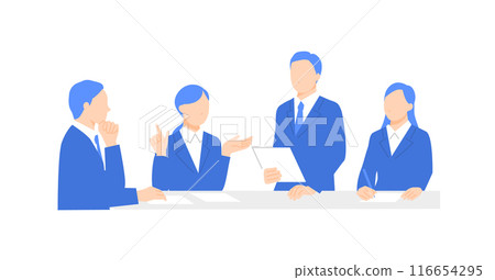 求職男女小組討論-面試場景插畫 116654295