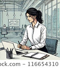 在辦公室工作的女商人 116654310