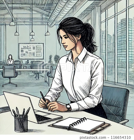 在辦公室工作的女商人 在辦公室工作的女商人 116654310