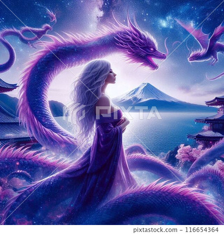 Mount Fuji, a dragon and a beautiful woman Mount Fuji, a dragon and a beautiful woman 116654364