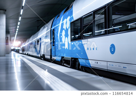 Modern Hydrogen-Powered Passenger Train Modern Hydrogen-Powered Passenger Train 116654814