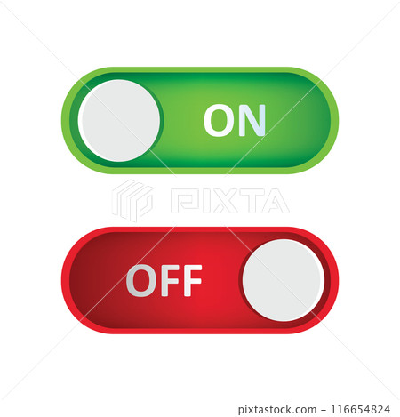 on and off button in green and red color vector illustration on and off button in green and red color vector illustration 116654824