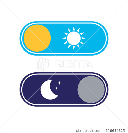 day and night button with sun and moon vector illustration 116654825