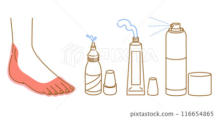 腳氣治療：如何使用腳氣藥（軟膏、液體、噴霧）的插圖集 116654865