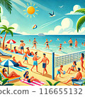 夏季海裡大量民眾前來游泳 116655132