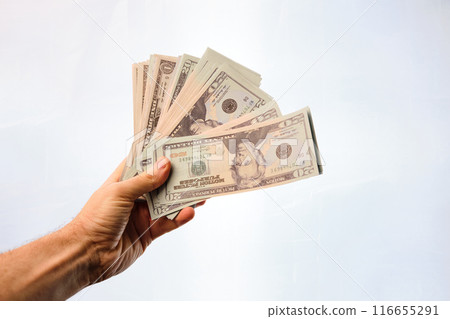 Man hand with dollars Man hand with dollars 116655291