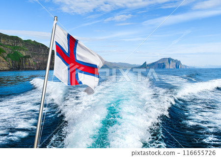 View of the Atlantic ocean and Faroe Islands from a boat View of the Atlantic ocean and Faroe Islands from a boat 116655726