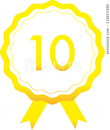 Ranking Rosetta Badge Mark Label 10 Icon Gold Yellow 116655980