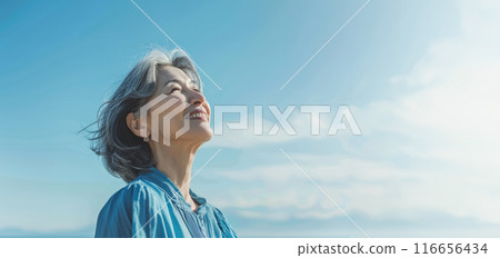 Smiling senior woman AI generated image Smiling senior woman AI generated image 116656434