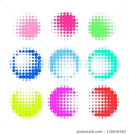 colored circle dotted halftones isolated. Vector illustration 116656565
