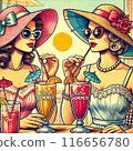 享受復古夏日飲品的女人 116656780