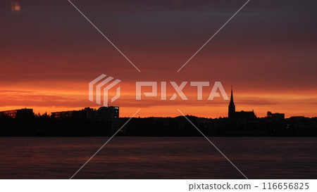 Industry area in Lulea, Norrbotten Sweden. View from the sea 116656825