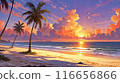 橙色的天空和大海 116656866