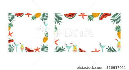 Set of backgrounds frame of beach desserts 116657031