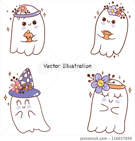 Groovy Halloween Retro vintage Halloween Hippie Flower Cute Ghosts Pumpkins Halloween Halloween Vector Cute Ghost Vector Illustration Groovy Halloween Retro vintage Halloween Hippie Flower Cute Ghosts Pumpkins Halloween Halloween Vector Cute Ghost Vector Illustration 116657049