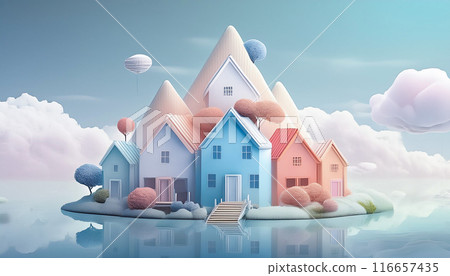 Housing illustration, Generative AI, AI images 116657435