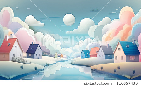 Housing illustration, Generative AI, AI images 116657439