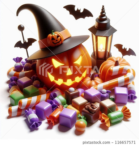pumpkin halloween and candy 116657571