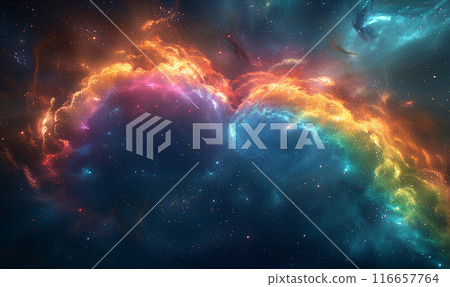 彩虹色的夜空與雲彩風景 彩虹色的夜空與雲彩風景 116657764