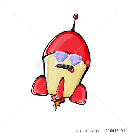 Rocket spaceship character. Cartoon space rocket isolated on transparent background. Funky spaceship and shuttle character with eyes and mouth. Vector retro space ship clip art, emoji and sticker Rocket spaceship character. Cartoon space rocket isolated on transparent background. Funky spaceship and shuttle character with eyes and mouth. Vector retro space ship clip art, emoji and sticker 116658404